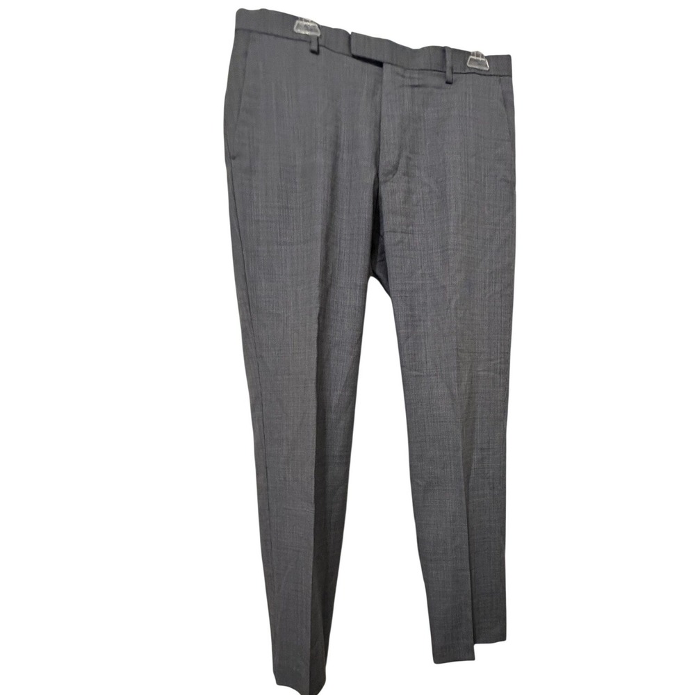 Banana Republic Tailored Slim Fit Gray Wool Houndstooth Dress Pants Mens 33x34